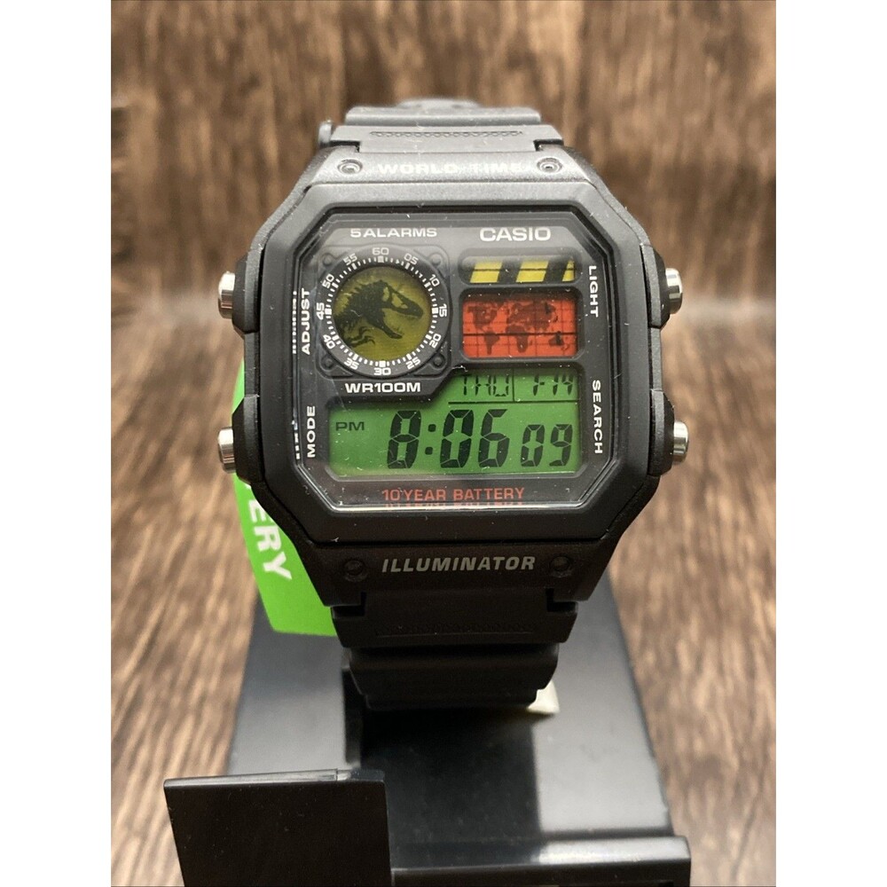 "Jurassic" Custom CASIO AE-1200WH Royale Watch MOD World Time New
